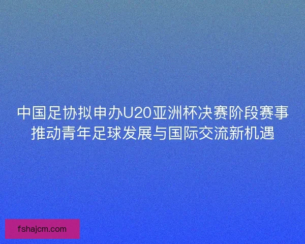 中国足协拟申办U20亚洲杯决赛阶段赛事推动青年足球发展与国际交流新机遇